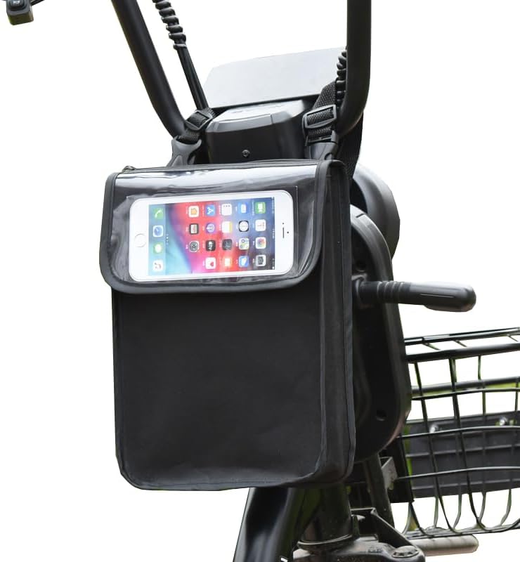 SquEqu Electric Scooter Bag Storage Pouch Handlebar Attachement Large Capacity with Waterproof Phone Holder Pocket Front Hanging Bags Organizer for Bike Handle Bar eBike Motorcycle Bicycle Escooter - Image 1